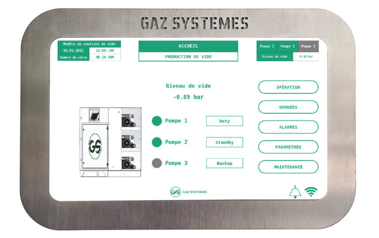 Interface de contrôle des pompes à vide (7″)