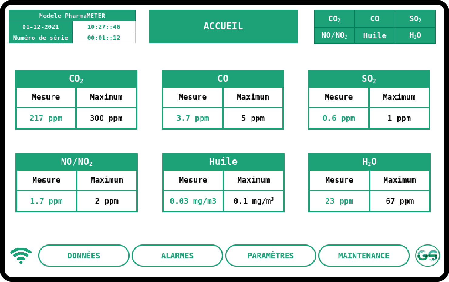 Interface do analisador PharmaMETER